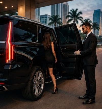 Chauffeur opening the door for a client